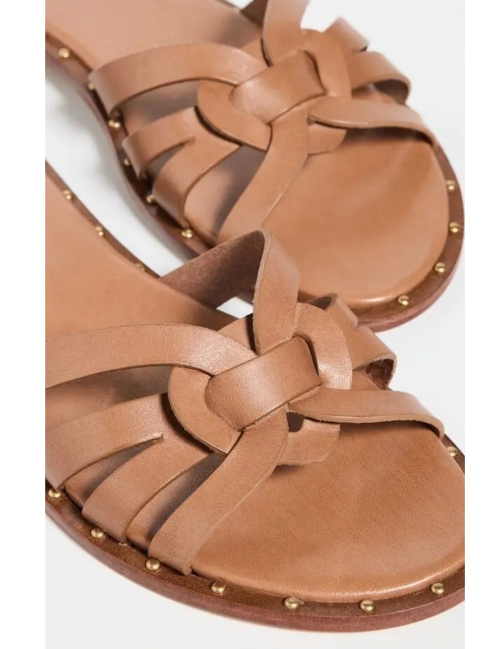 Schutz Women’s Brown Braided Leather Slide Sandals